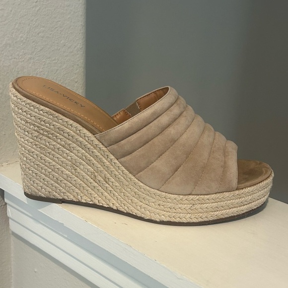 Lisa Vicky Gogo Wedge Sandals Womens 11M Canyon Sun Suede Slip On Comfort New - Picture 2 of 9